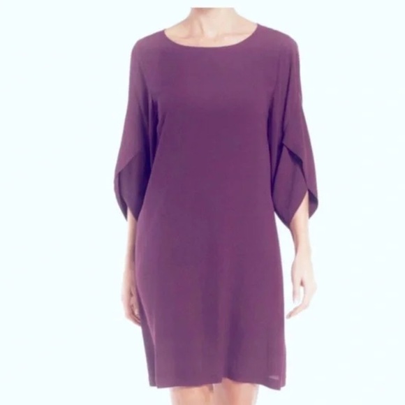 Eileen Fisher Plum Silk Shift Dress - Picture 11 of 11